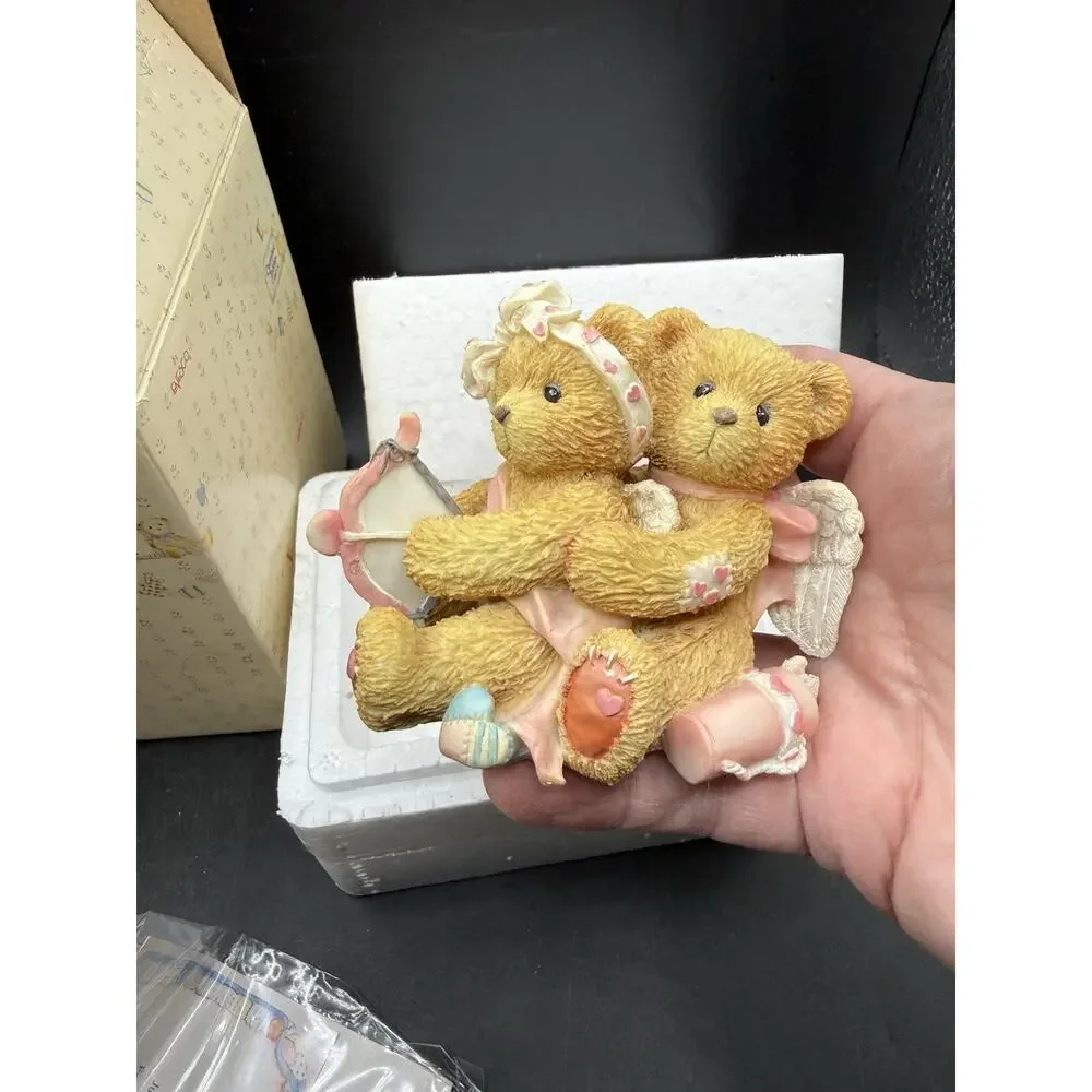 1994 Cherished Teddies Cupid Boy and Girl Resin Bear Figurine 103594 MIB -1
